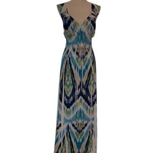 FRESH OF LA Maxi Dress w/Wide Straps in Shades of Blue, Tan, and White.  Size 2X
